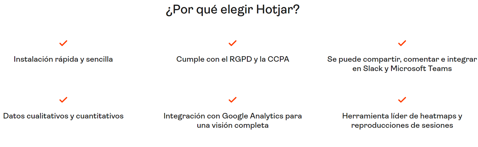 Bloque beneficios de una landing page