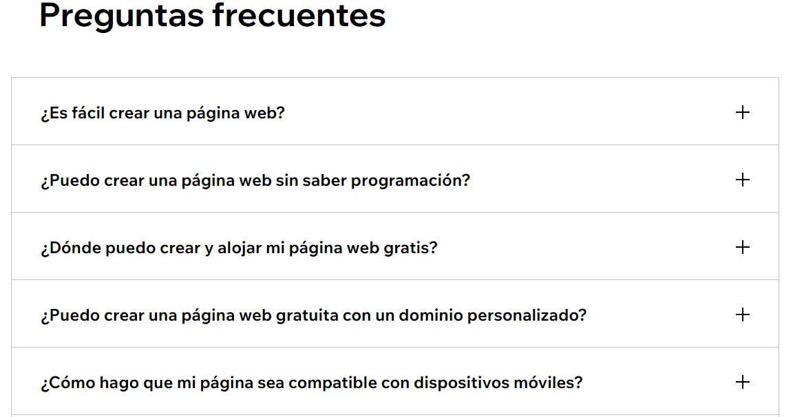 Bloque preguntas frecuentes de una landing page