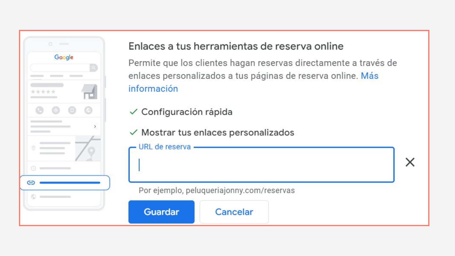 Añadir enlaces a reservas en Google Business Profile