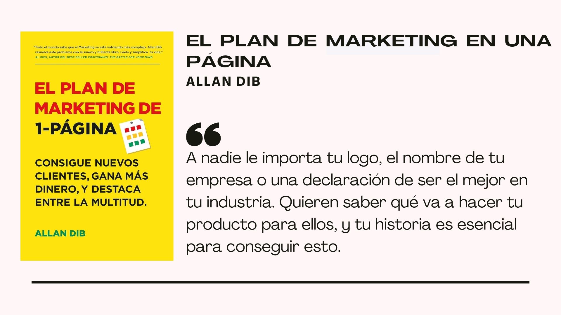 Cita sobre el libro el Plan de Marketing en 1 página