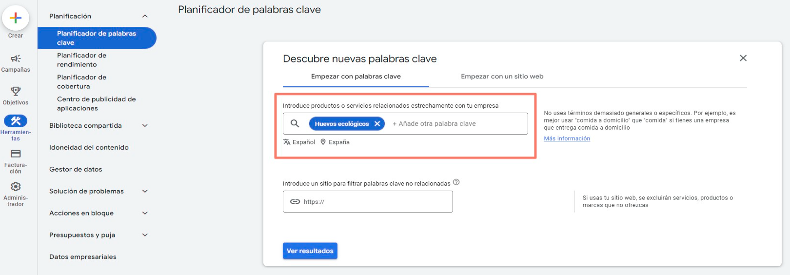 Estudio de palabras clave gratis 